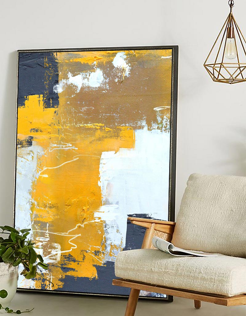 Mustard Yellow Black Abstract