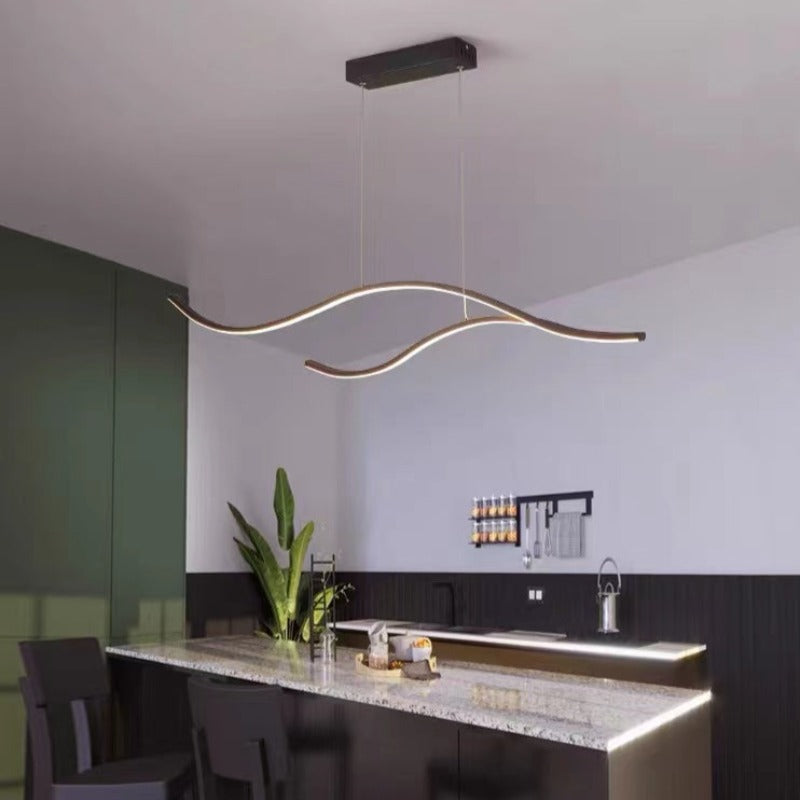 Arisha Curved Linear Pendant Light, Black/Gold - Neutralighting