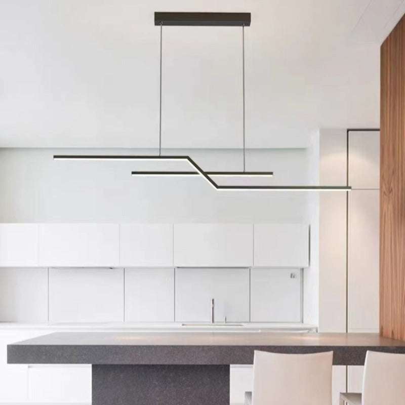 Arisha Parallel Fold Linear Pendant Light, Black/Gold, Living Room - Neutralighting