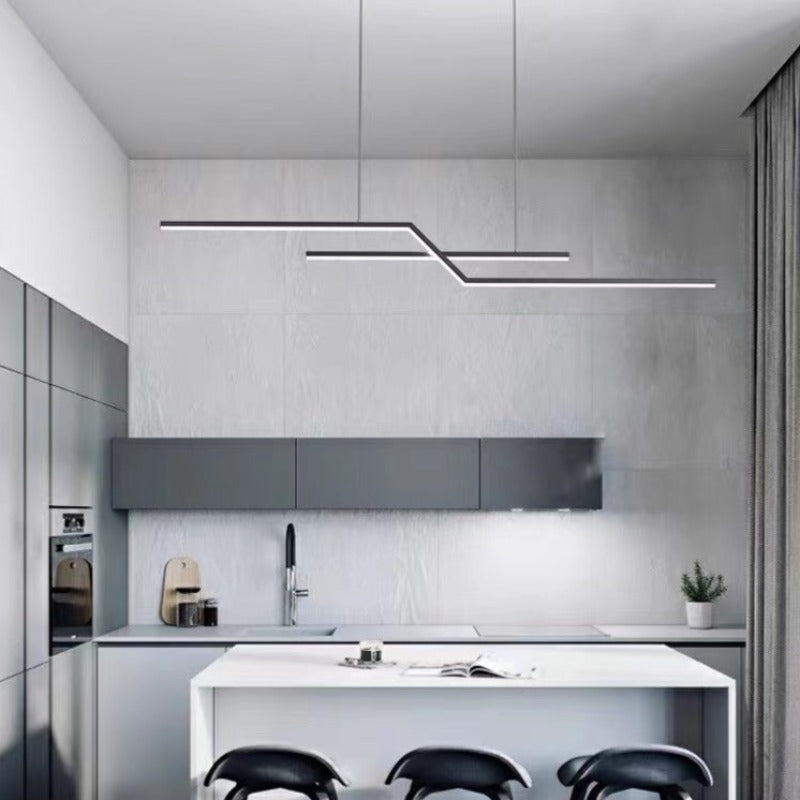 Arisha Parallel Fold Linear Pendant Light, Black/Gold, Living Room - Neutralighting