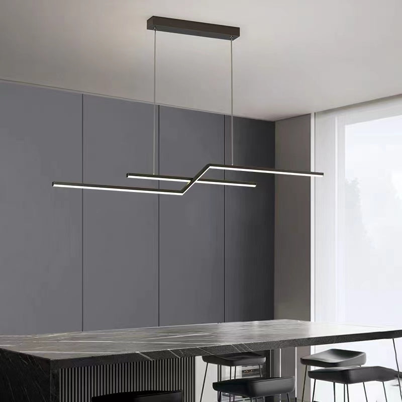 Arisha Parallel Fold Linear Pendant Light, Black/Gold, Living Room - Neutralighting