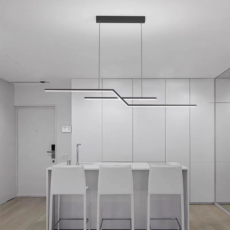Arisha Parallel Fold Linear Pendant Light, Black/Gold, Living Room - Neutralighting
