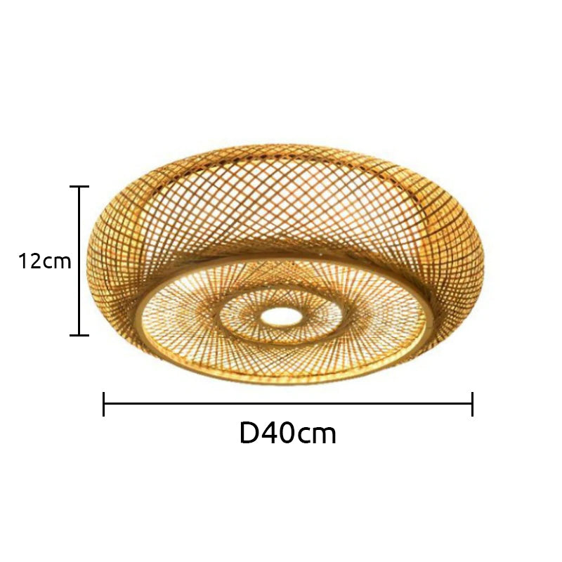 Muto Rattan Woven Rustic LED Flush Mount Ceiling Light - Neutralighting