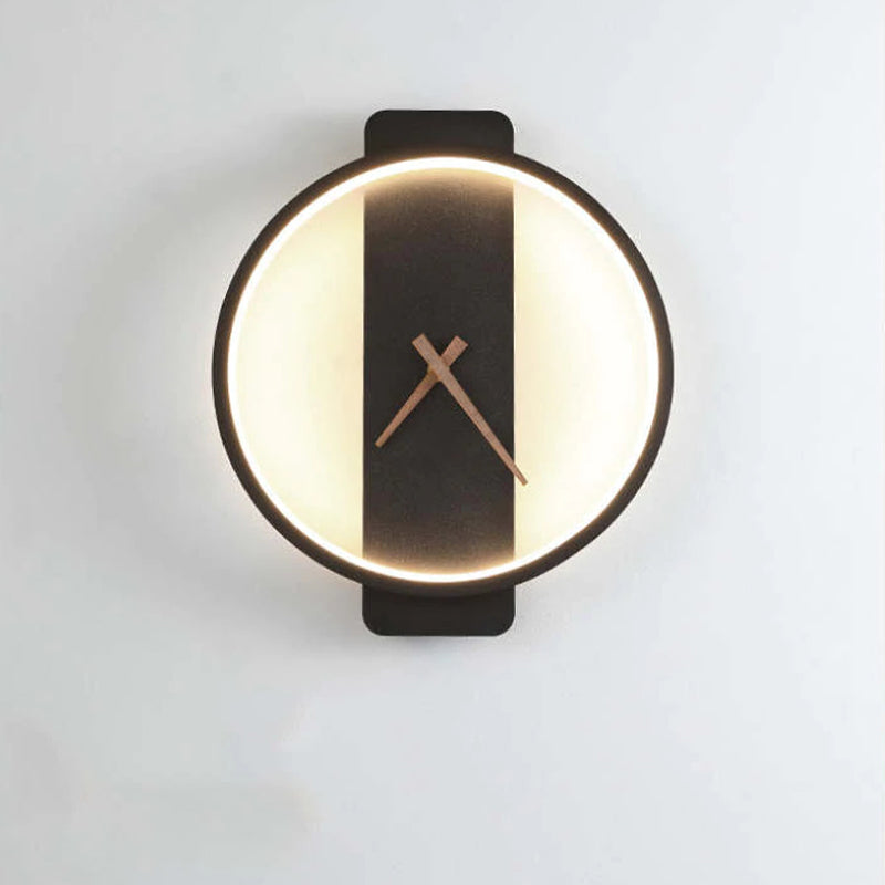 Valentina Arisha Square Clock Metal & Acrylic Wall Lamp, Gold - Neutralighting