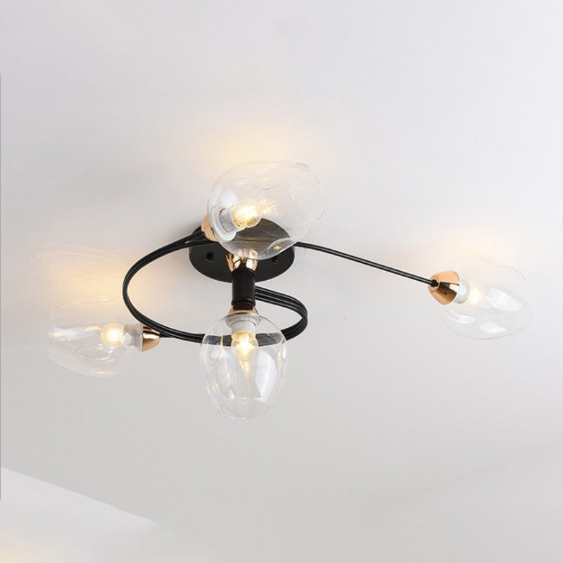 Valentina Flush Mount Ceiling Light, Glass, Black/Gold, Dining Room