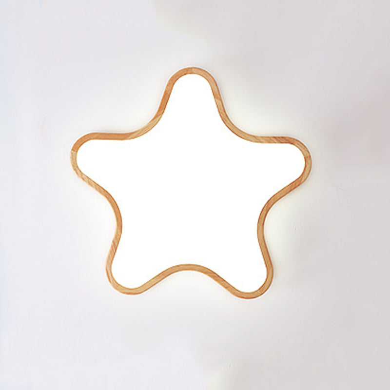 Arisha Moon/Cloud/Star Shape Flush Mount Ceiling Light, Wood & Arcylic - Neutralighting