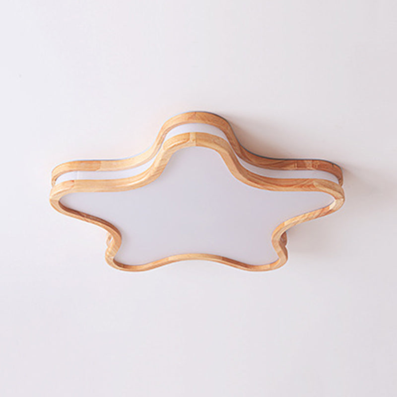 Arisha Moon/Cloud/Star Shape Flush Mount Ceiling Light, Wood & Arcylic - Neutralighting