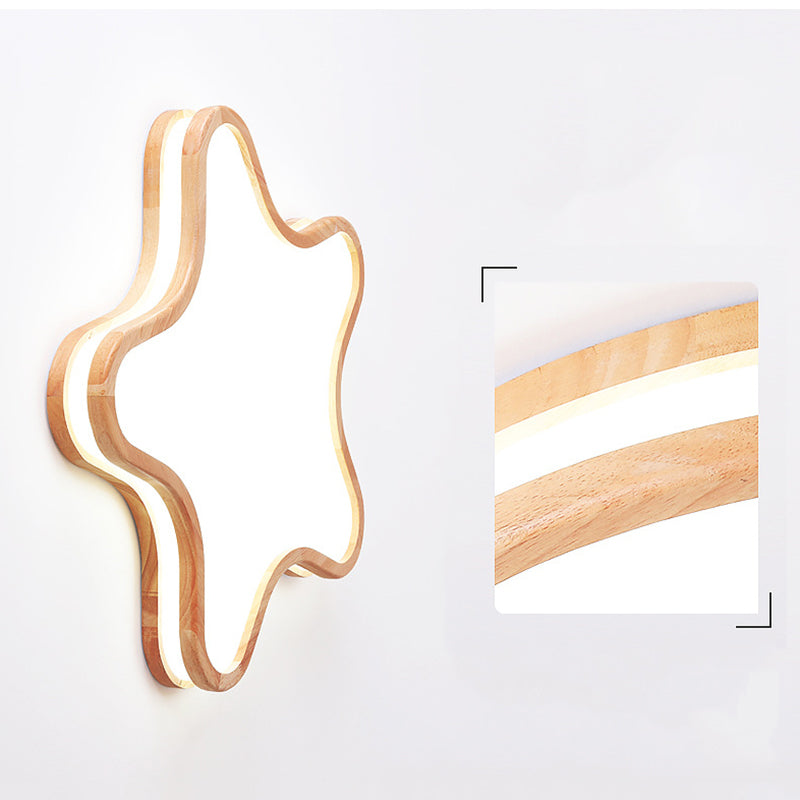 Arisha Moon/Cloud/Star Shape Flush Mount Ceiling Light, Wood & Arcylic - Neutralighting
