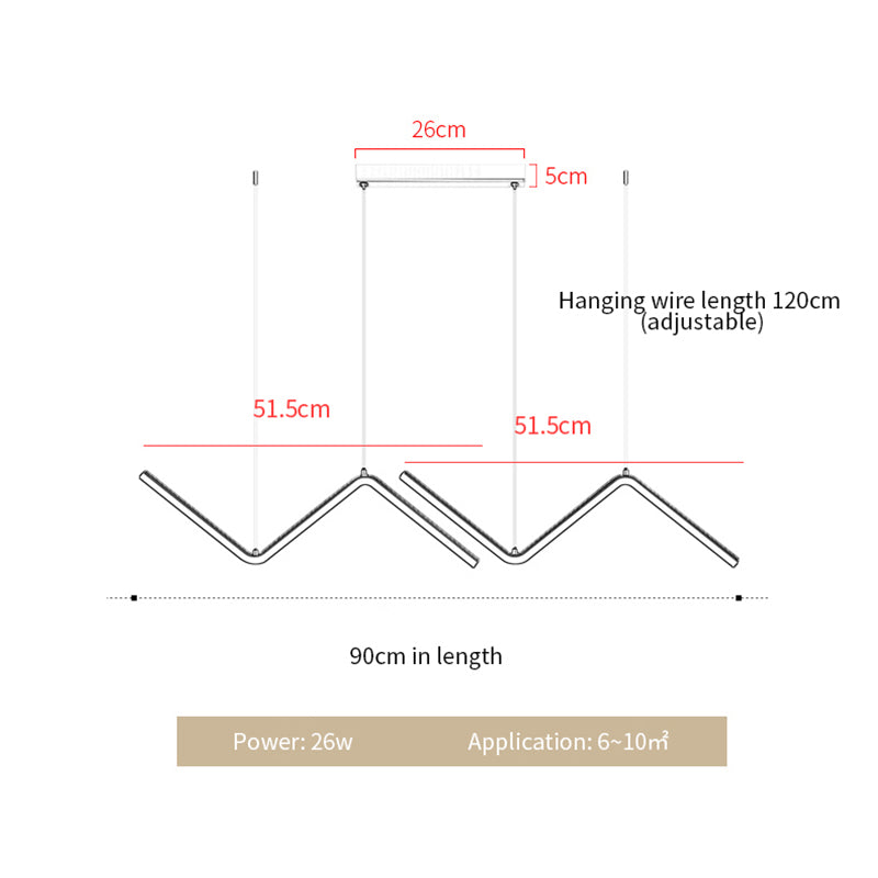 Arisha Modern Wavy linear Pendant Light Double, Black/Gold - Neutralighting