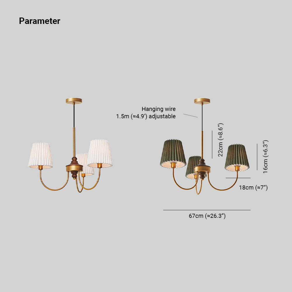 Silva Modern Retro Fabric Chandelier, White/Green - Neutralighting