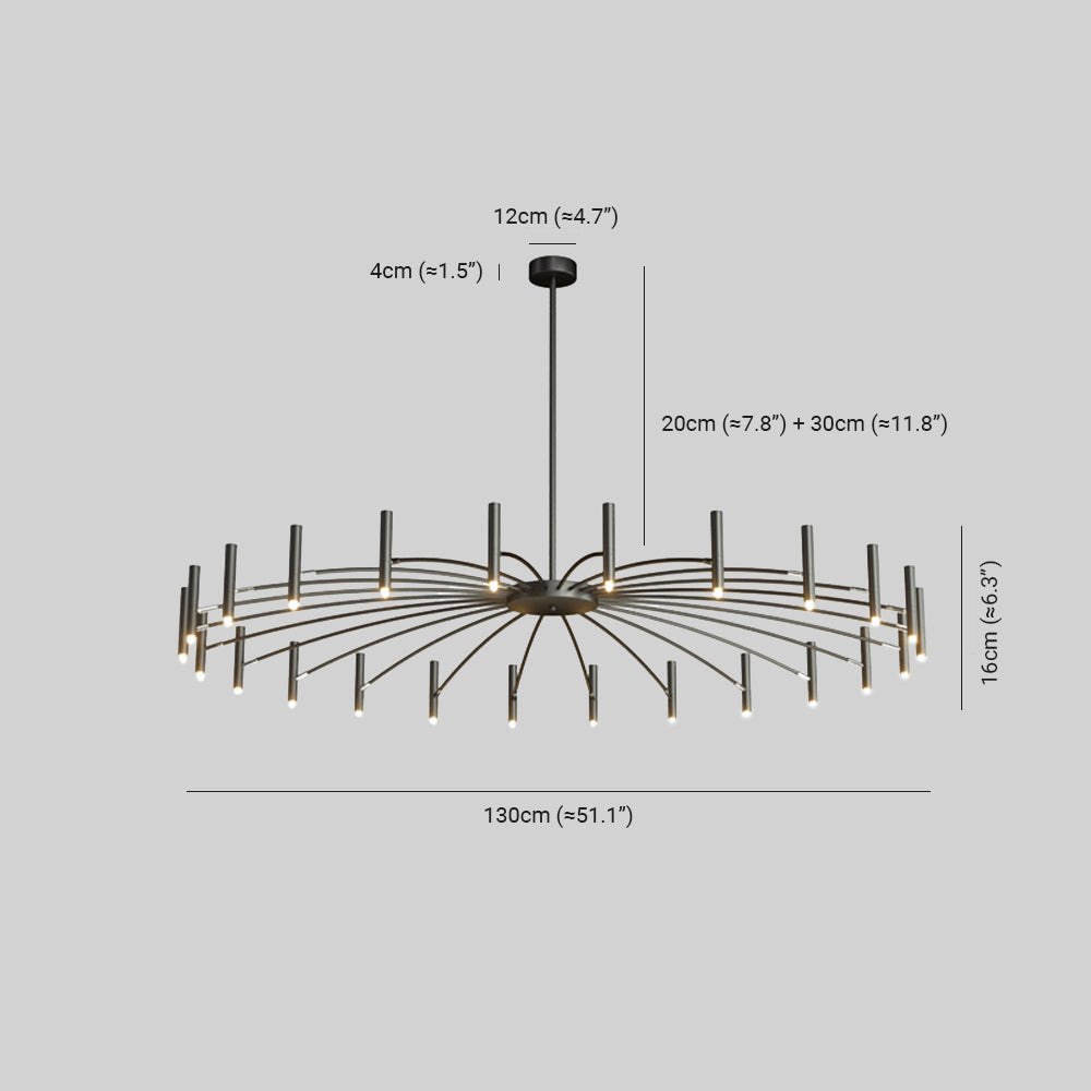 Arisha Modern Blown Linear Metal Multi-heads Chandelier - Neutralighting