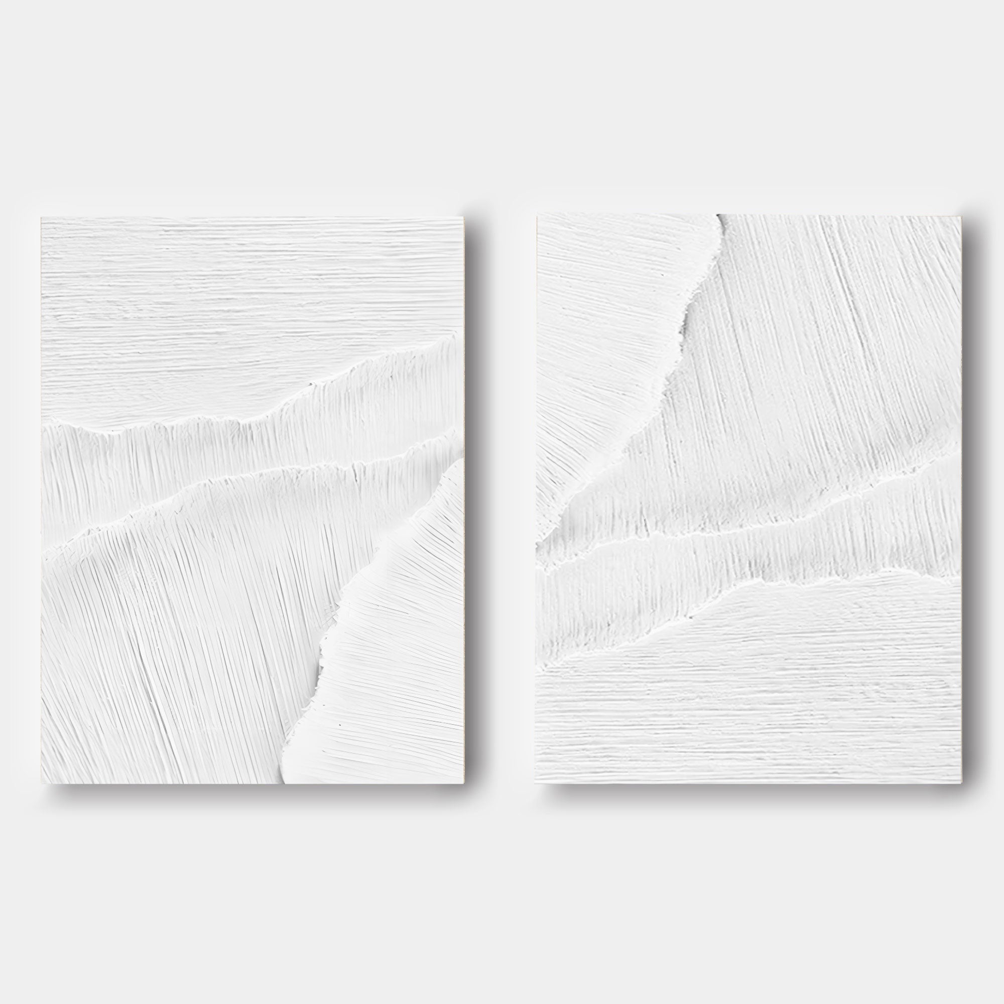 Wall Art White Organic Curved Wave Diptych