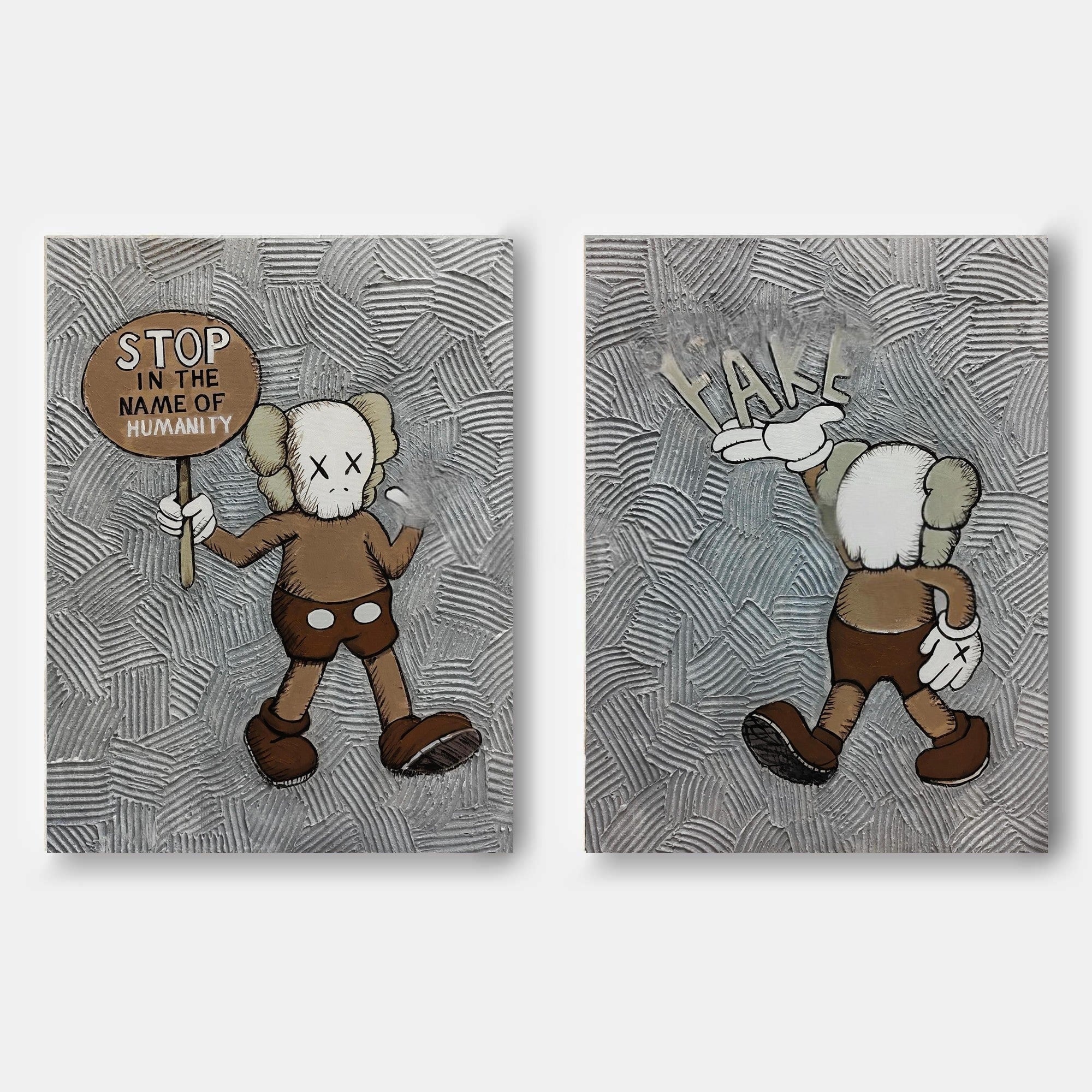 Kaws Companion 2-Piece Pop Art Painting Set