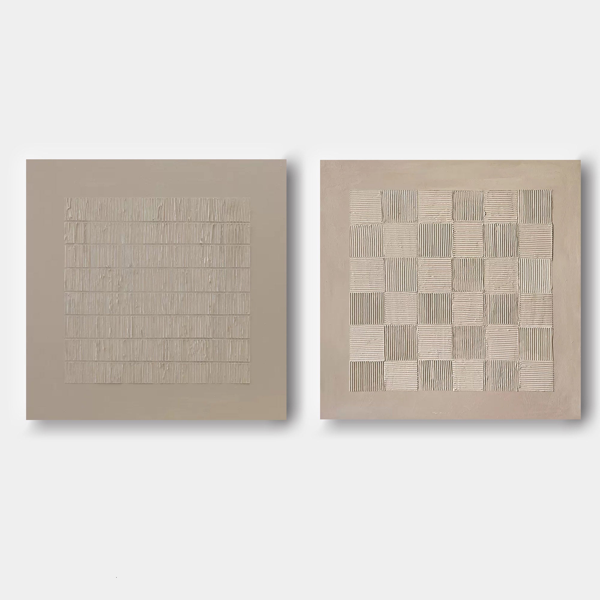 Wall Art Diptych Abstract Woven Grid Warm