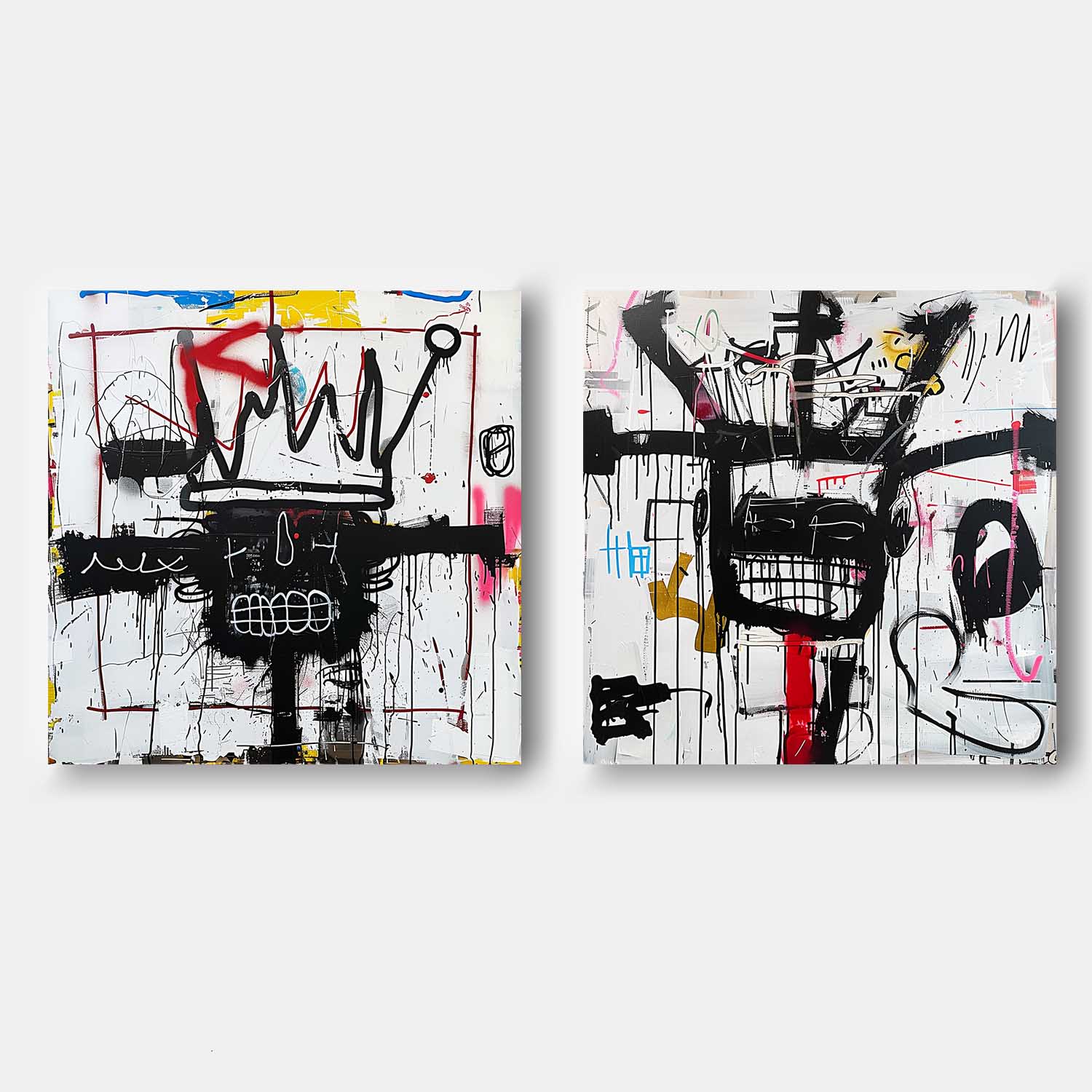 2-Piece Graffiti Abstract Diptych Painting