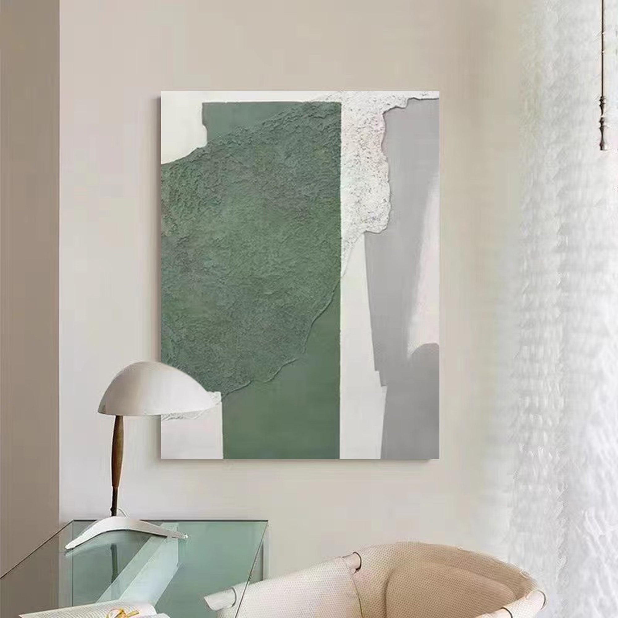 Wall Art Vertical Abstract Geometric Block Sage Green