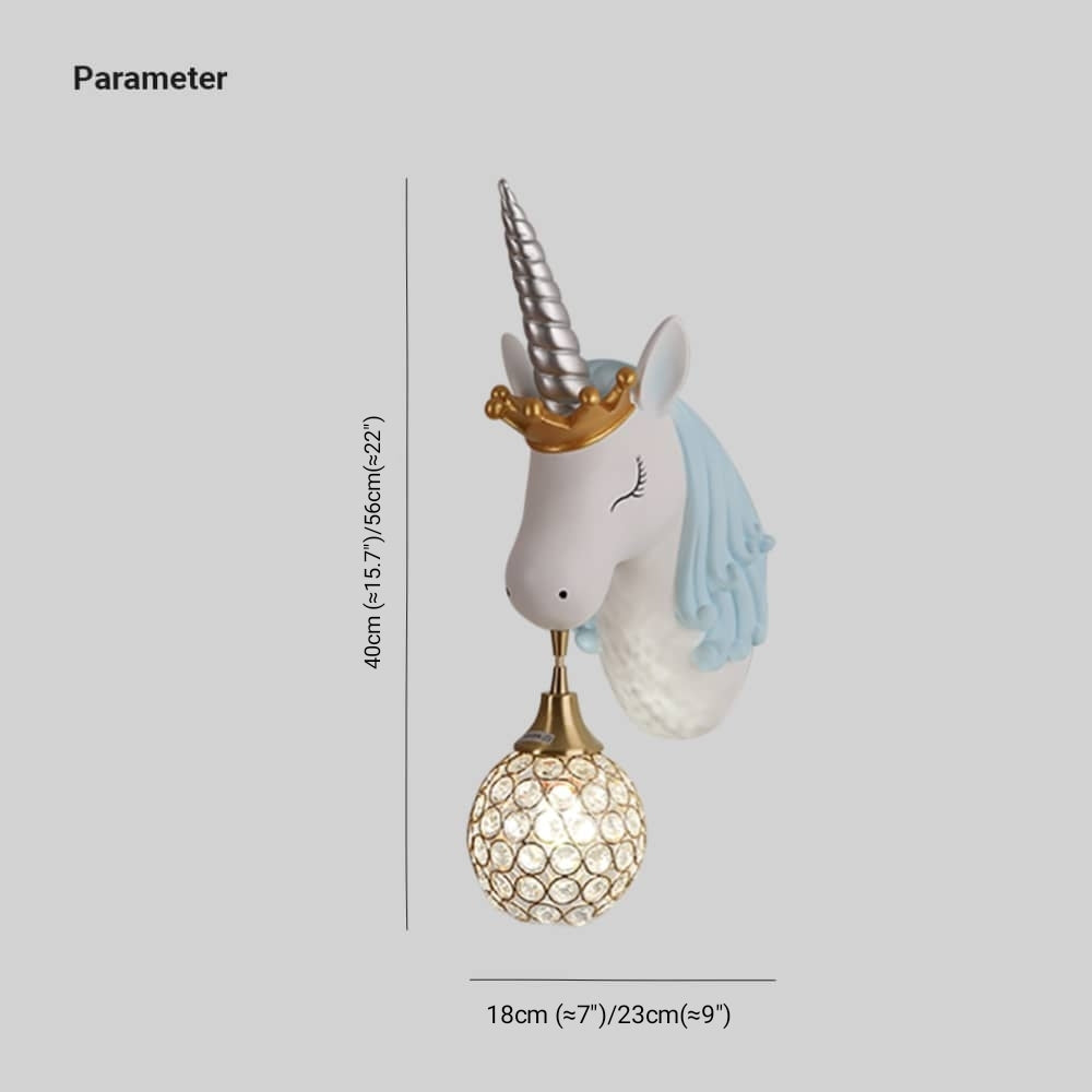 Arisha Modern Unicorn/Strawberry Art Wall Lamp, Pink/Blue - Neutralighting