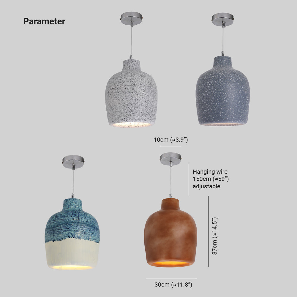 Avi Wabi Sabi Jar Shaped Resin Pendant Light, 4 Color - Neutralighting