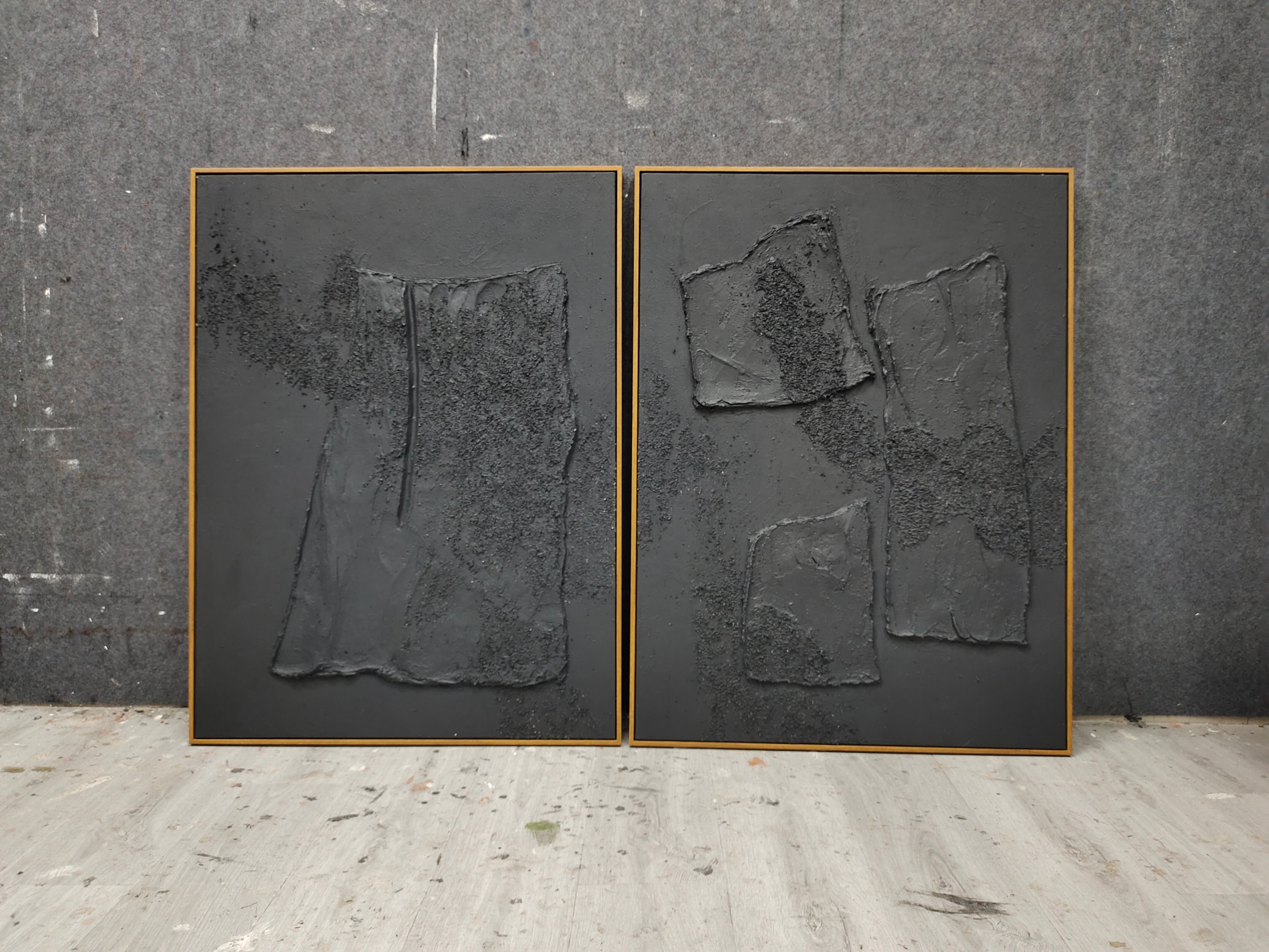 Wall Art Abstract Black Impasto Texture