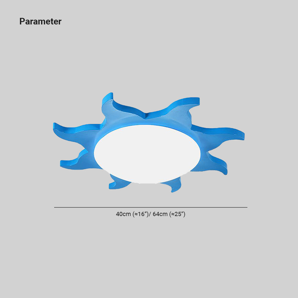 Aria Modern Sun Round Flush Mount Ceiling Light, Red/Yellow/Blue/Green, Bedroom - Neutralighting