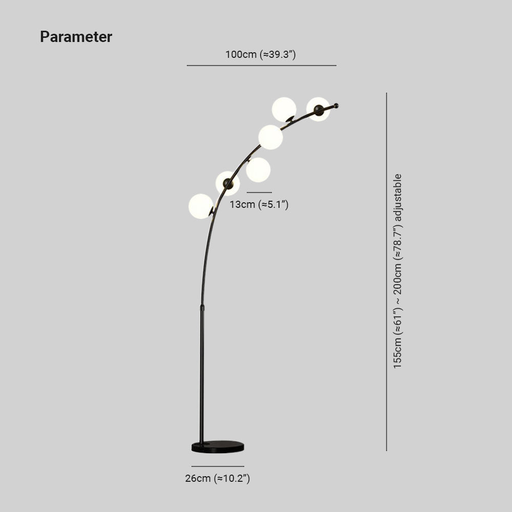 Valentina Modern Arc Multi Head Bubble Floor Lamp Black/Gold - Neutralighting