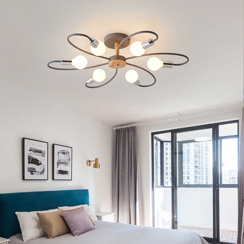 Arisha Elegant Metal/Glass Flush Mount Ceiling Light, Grey/Green - Neutralighting