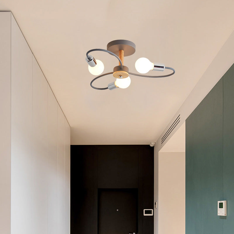 Arisha Elegant Metal/Glass Flush Mount Ceiling Light, Grey/Green - Neutralighting