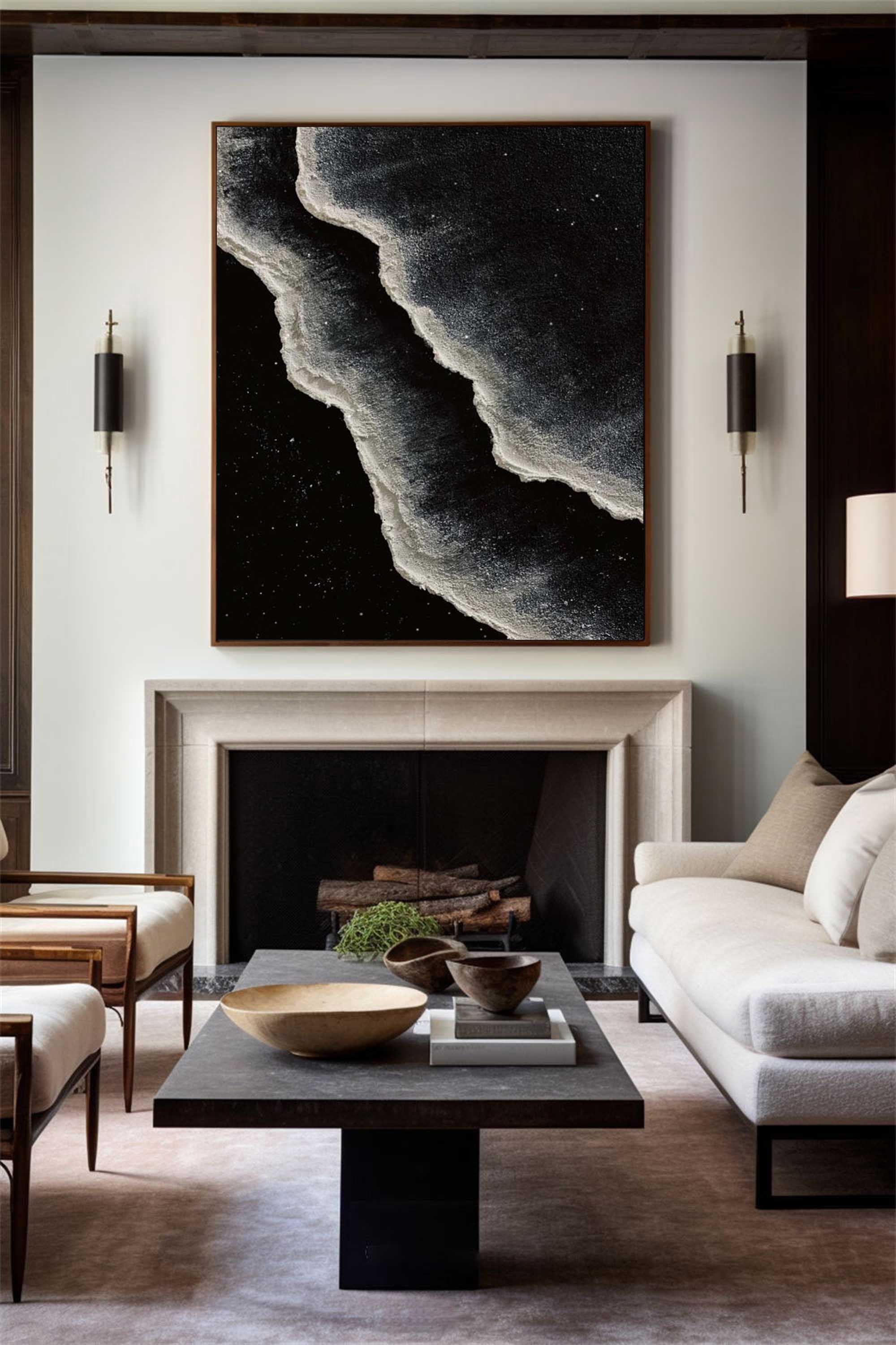 Black And White Seascape Painting