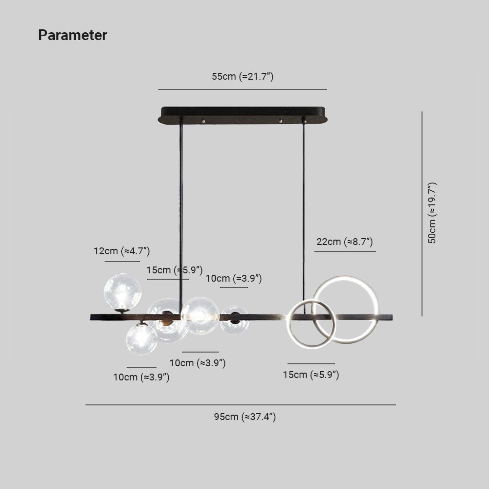 Arisha Pendant Light Bubble Circle Modern Black/Gold, Bedroom - Neutralighting