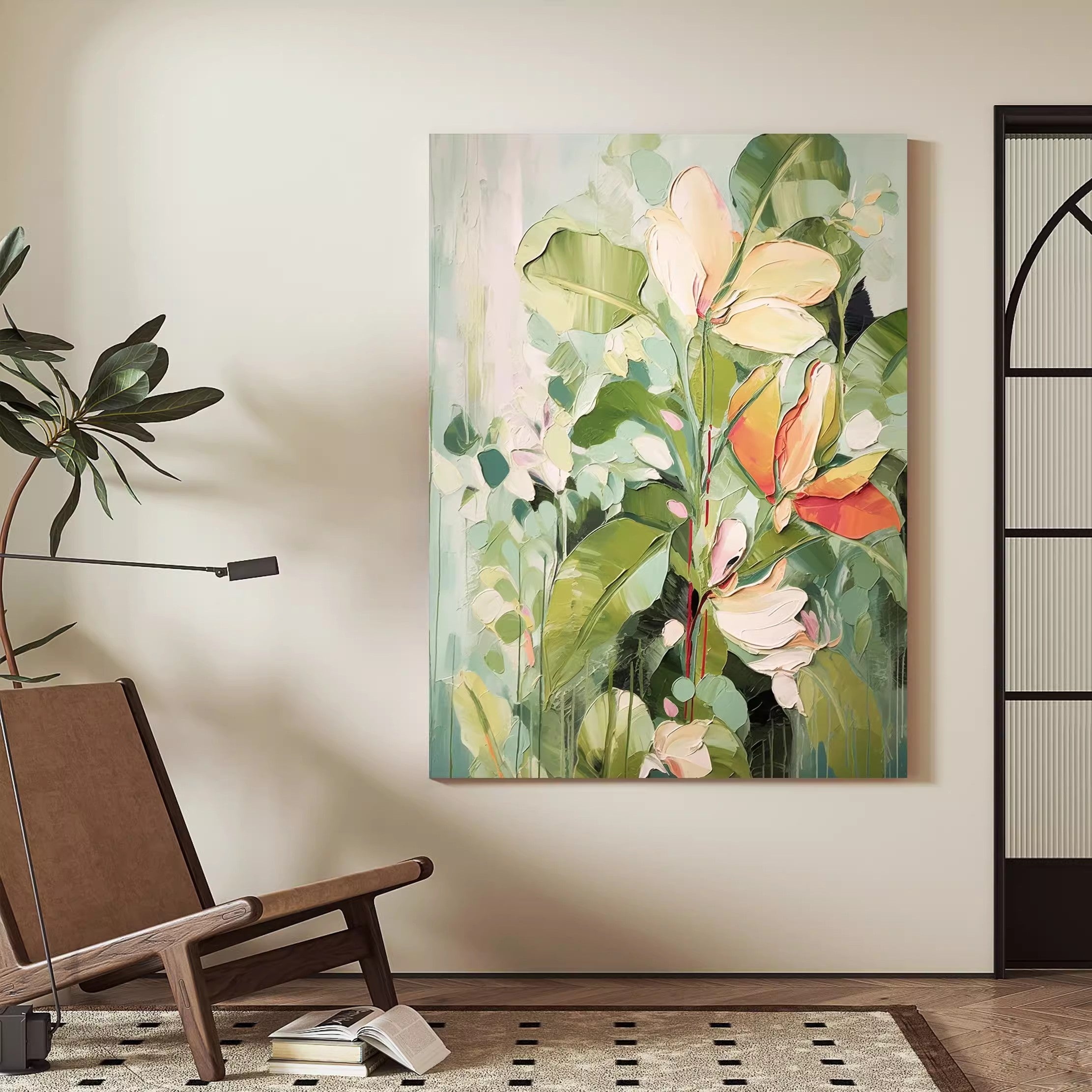 Wall Art Modern Layered Floral Brushwork