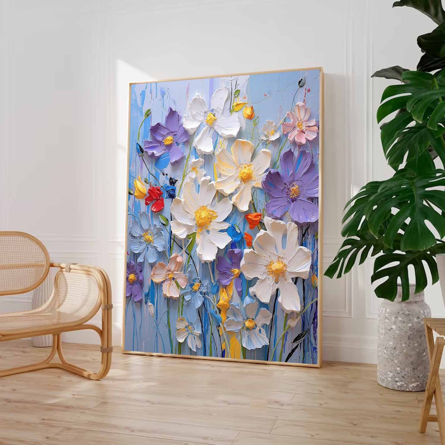 Wall Art Impasto Flower Fresh Serene Cheerful
