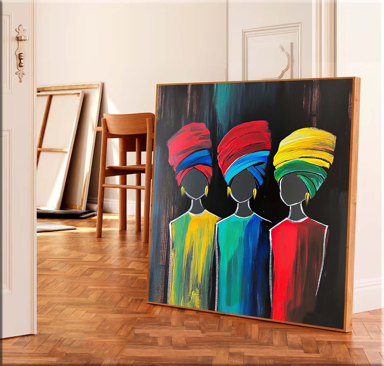 Wall Art Impasto Vibrant Turbaned Figure Portrait