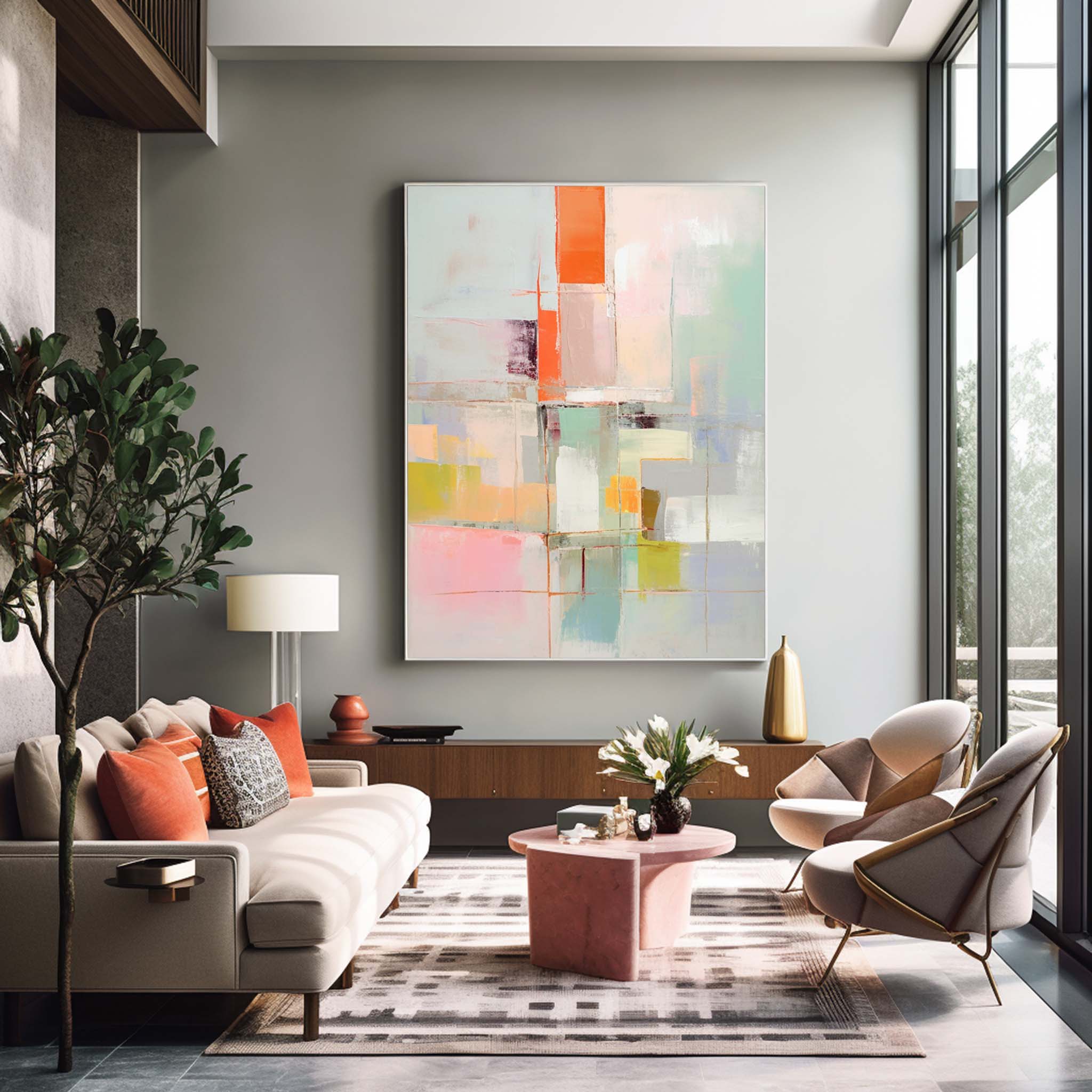Wall Art Layer Abstract Soft Multicolor