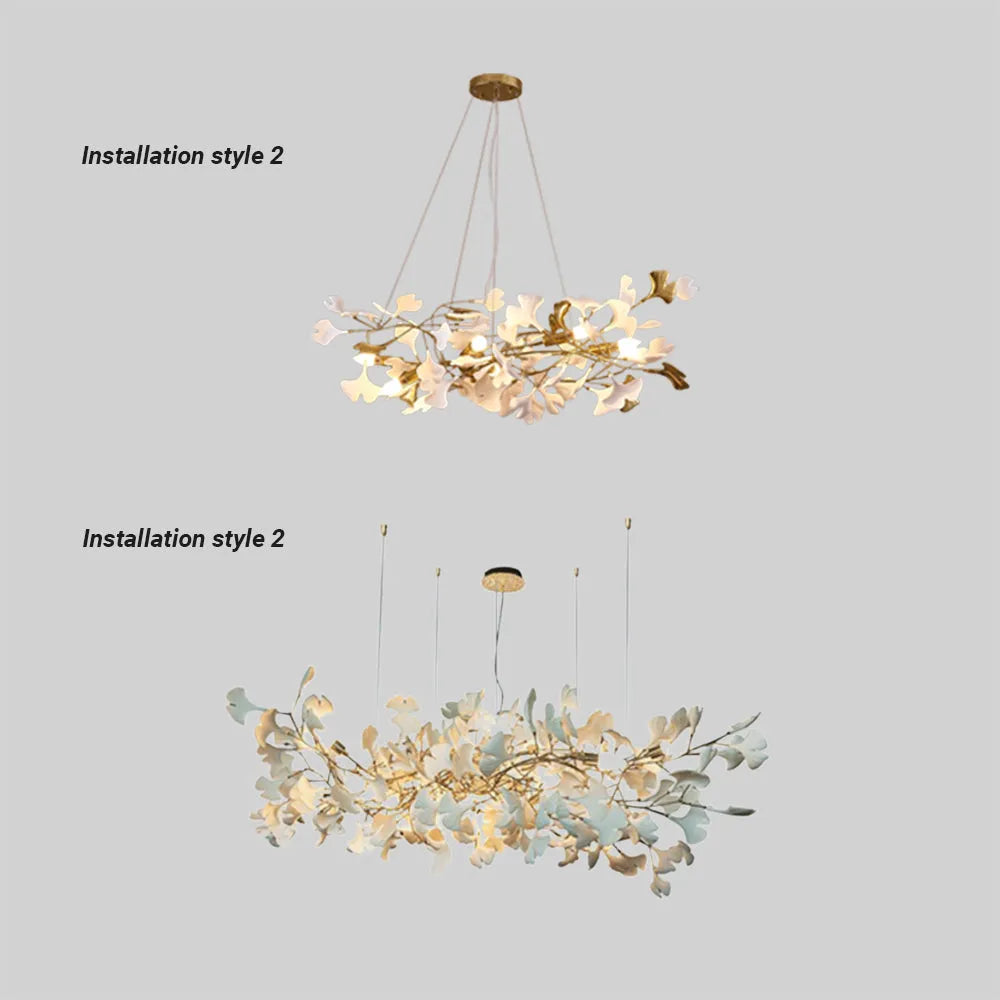 Olivia Luxury Ceramic Chandelier Large Foyer, Gingko leaf, Living Room - Neutralighting