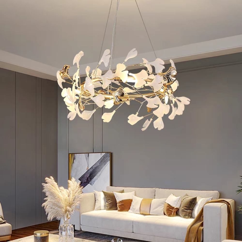 Olivia Modern Golden LED Chandelier Ceramic - Neutralighting
