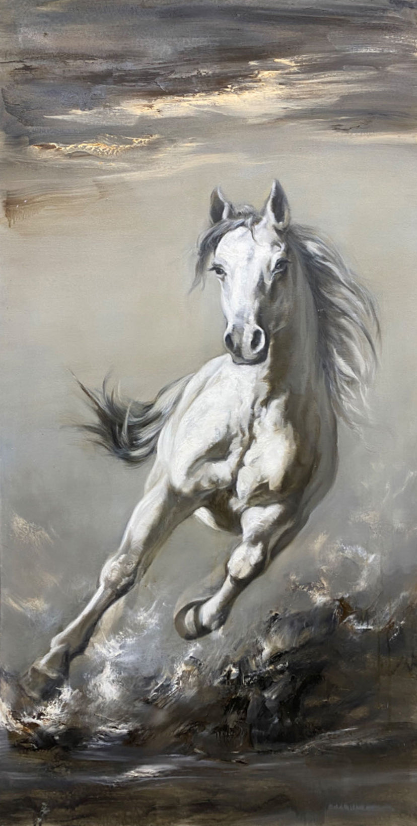 Wall Art White Horse Painting