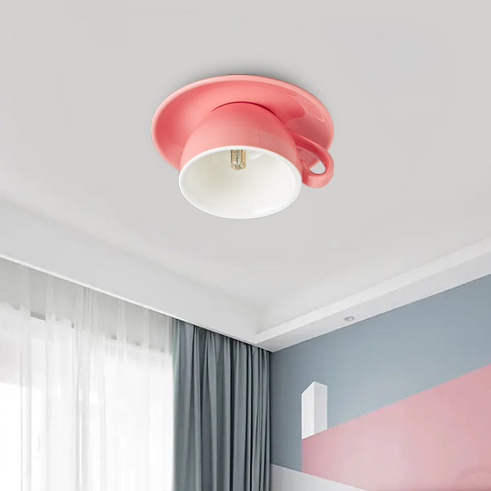 Aria Modern Coffee Cups Ceramic Flush Ceiling Lighting - Neutralighting