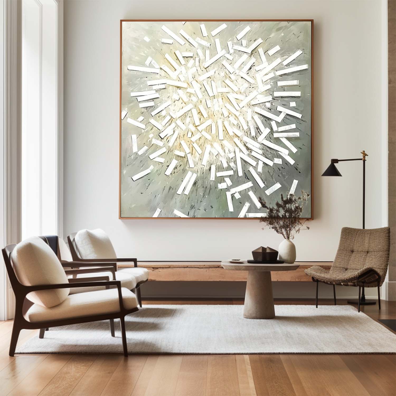 Liora White Burst Textured Canvas Wall Art