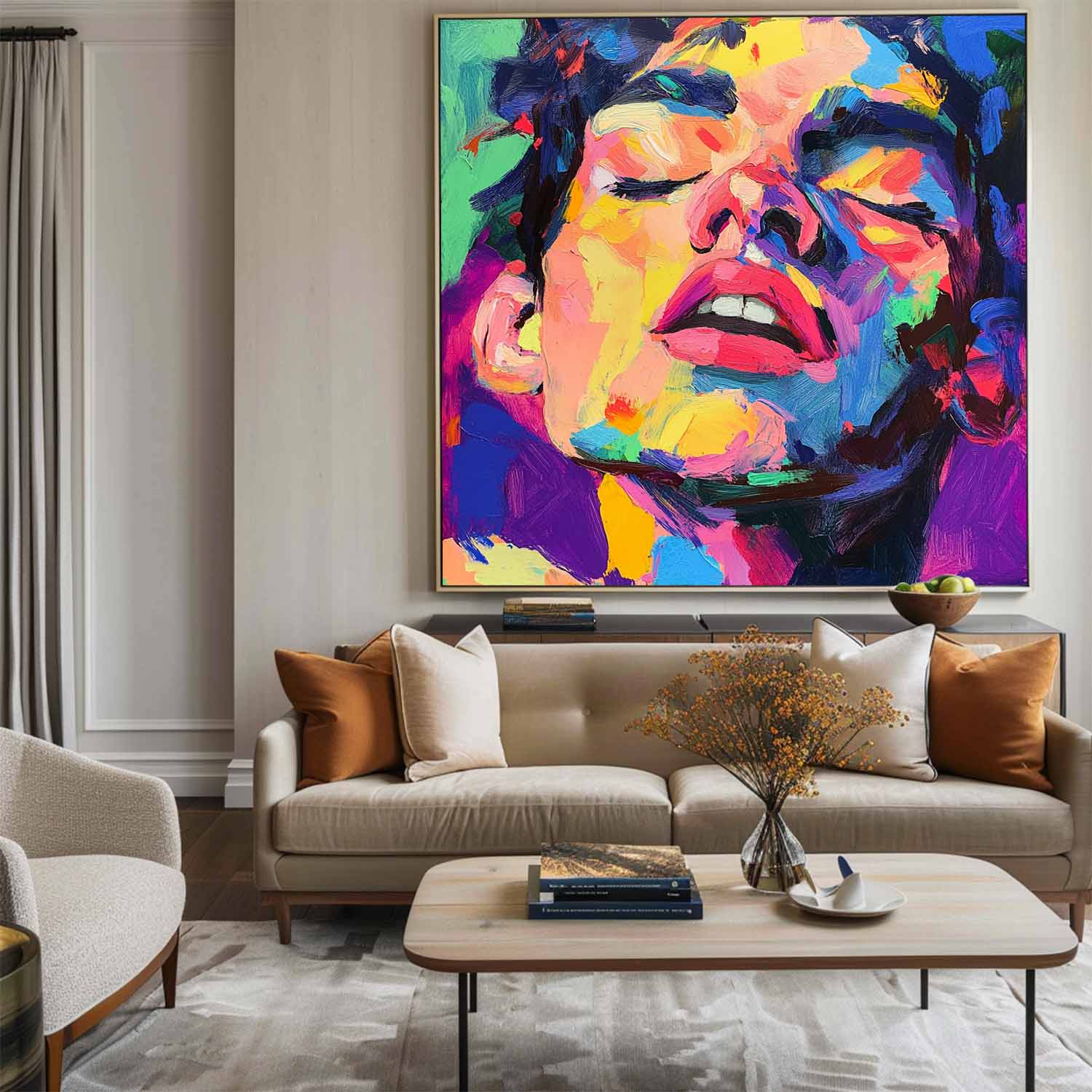 Modern Textured Man Portrait Canvas Art