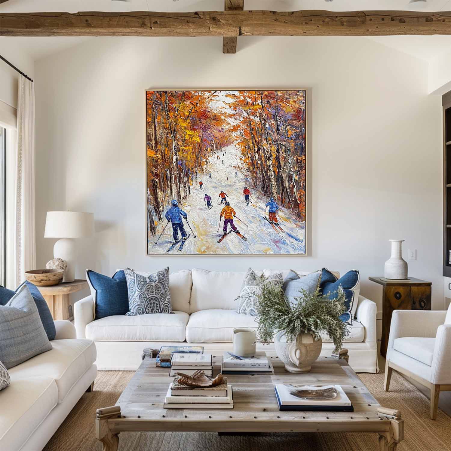 Joren Skiing Autumn Scene Canvas Wall Art