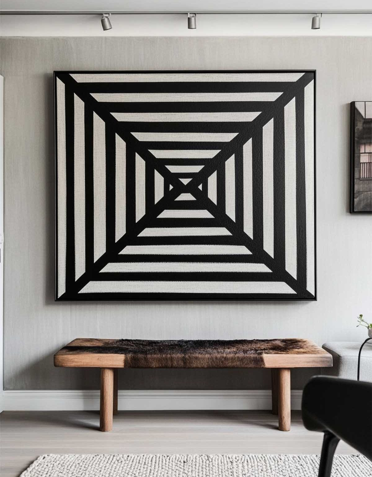 Black White Geometric Tunnel Canvas Art