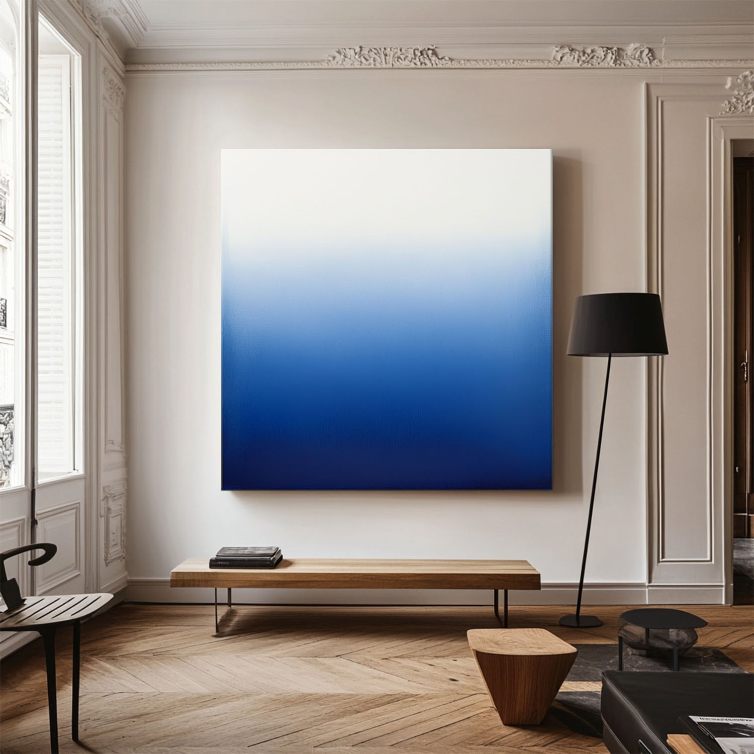 Blue Ombre Gradient Minimalist Painting