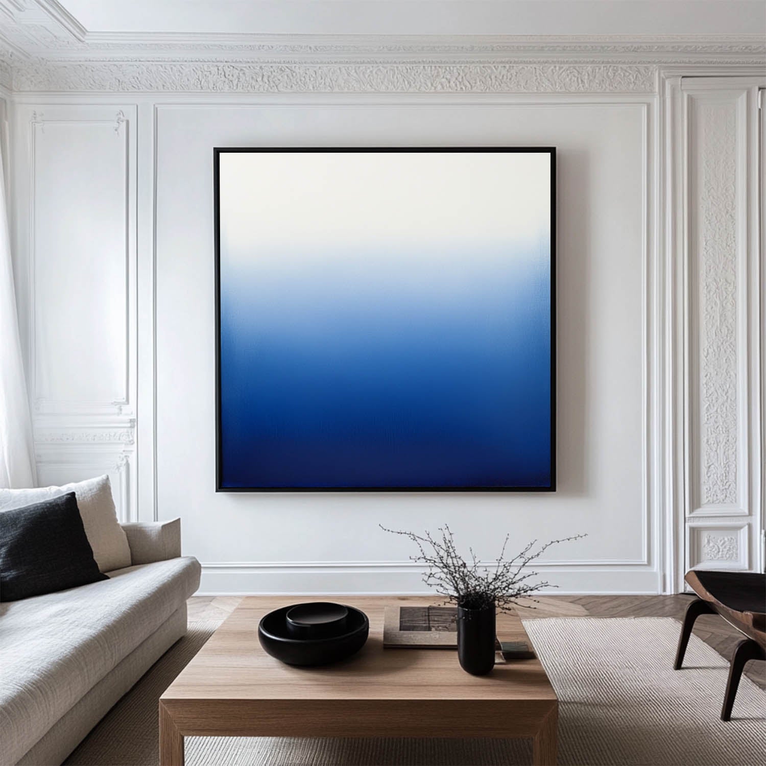 Blue Ombre Gradient Minimalist Painting
