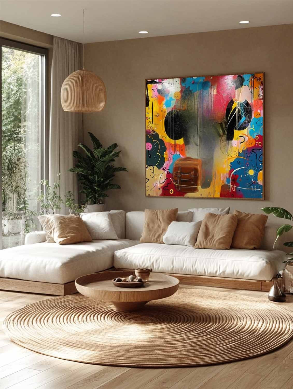 Wall Art Pop Mickey Brown Bag Colorful Graffiti