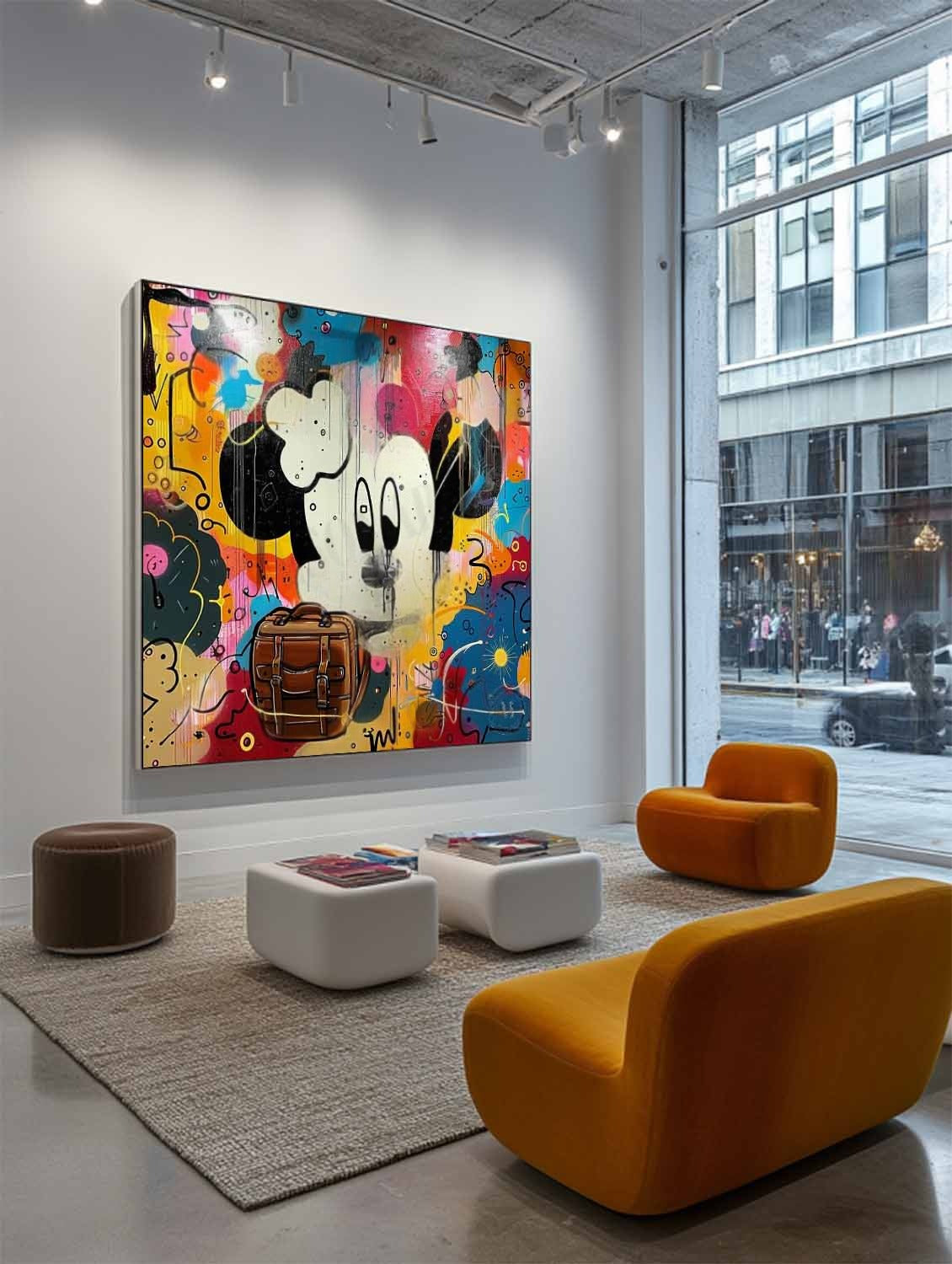 Wall Art Pop Mickey Brown Bag Colorful Graffiti