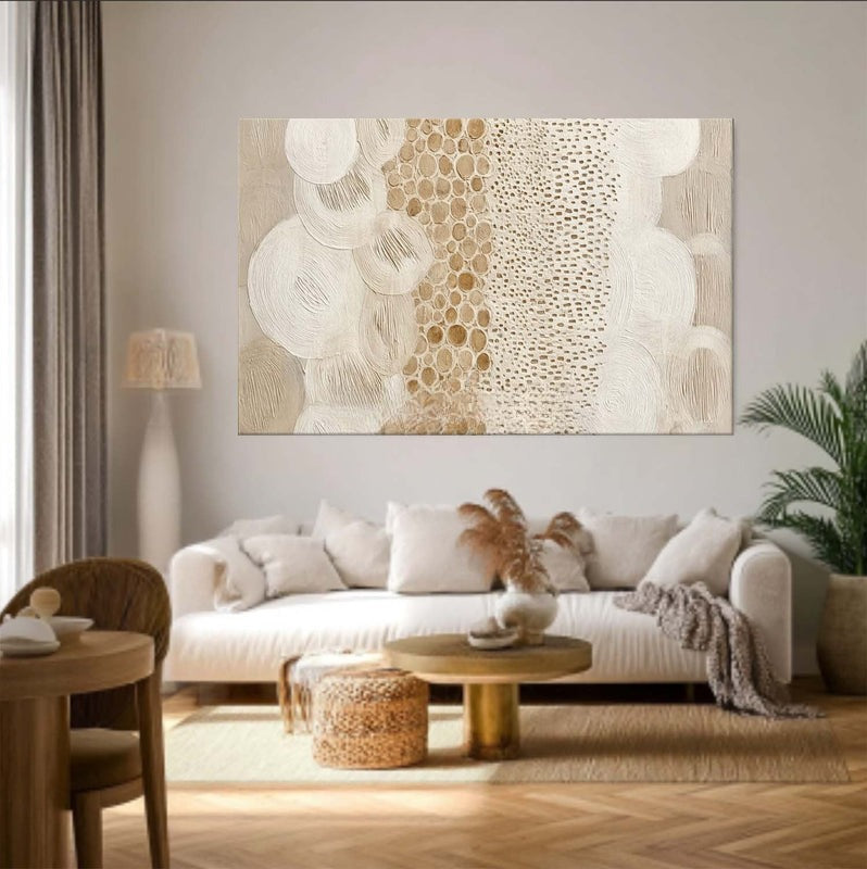 Beige White Organic Abstract Painting