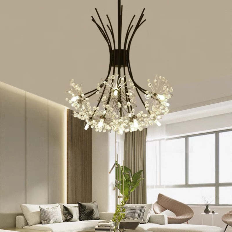 Arisha Modern Art Deco Crystal Sputnik Chandelier, Black/Gold - Neutralighting