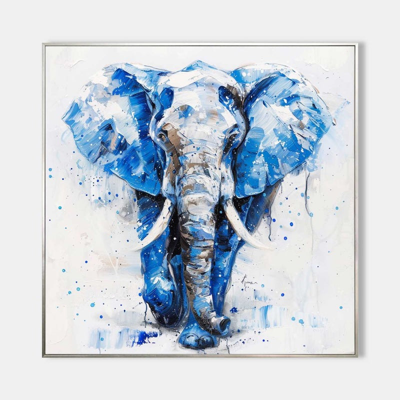 Blue Elephant Abstract Painting