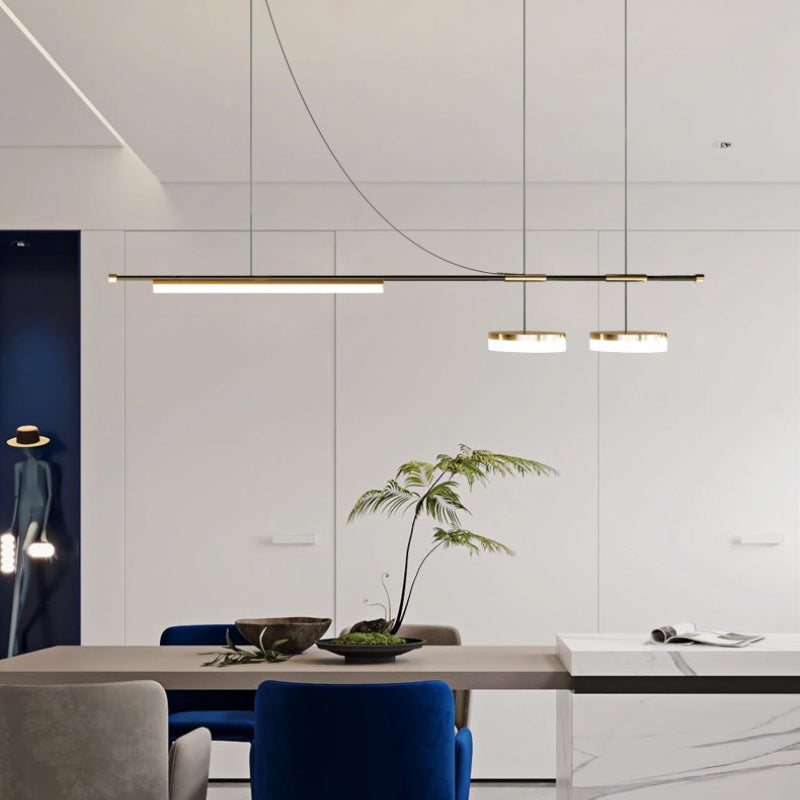 Aria Modern Long LED Pendant Light Black Metal Dining Room - Neutralighting