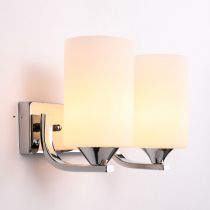 Tiffany Minimalism Cylindrical Metal Glass Art Vanity Wall Lamp, Black/Chrome - Neutralighting